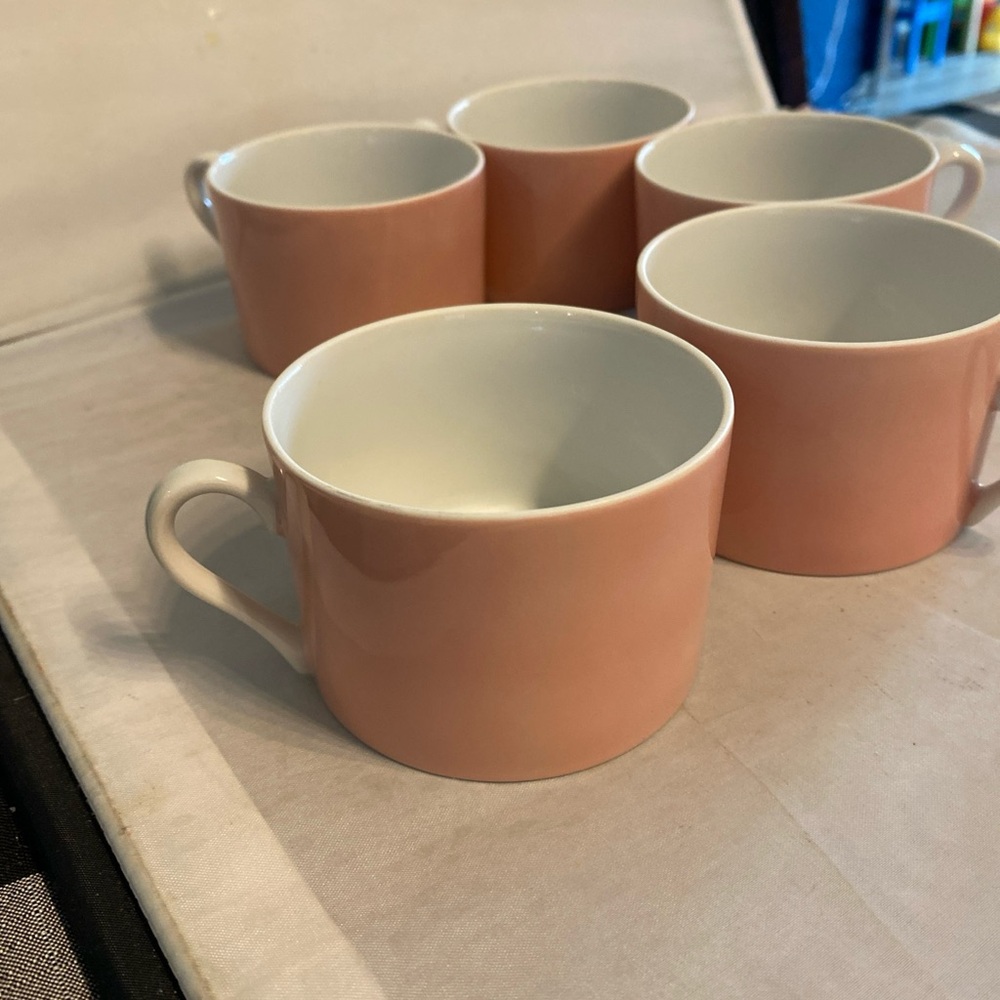 Pink Ceramic Coffee Mugs Set of 5